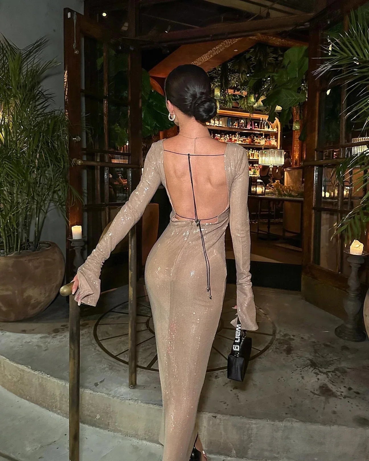 CHLOI LACE UP SEQUIN DRESS