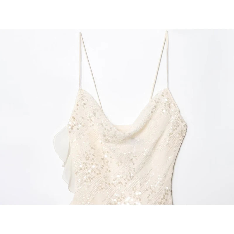LELI SEQUIN RUFFLE MINI DRESS