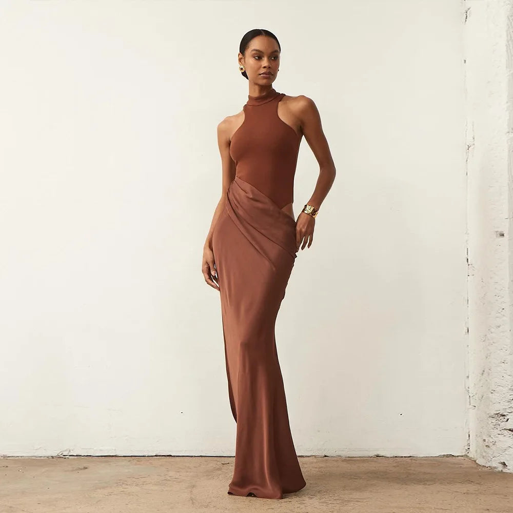SOLENIE SATIN MAXI DRESS