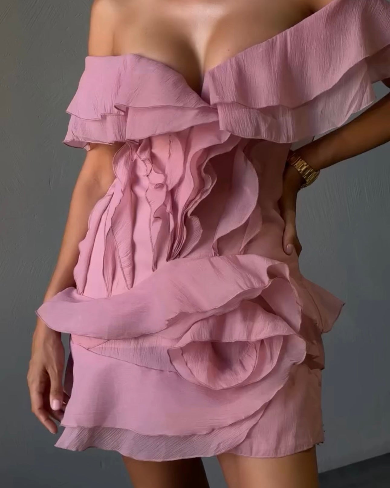 MILANO RUFFLE MINI DRESS PINK
