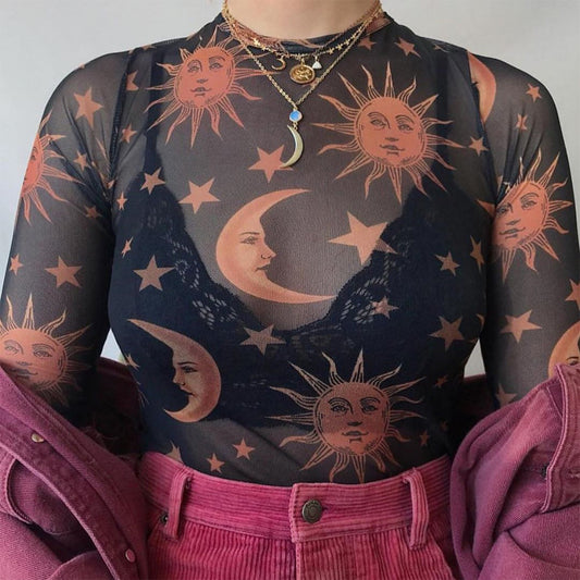 SUN MOON MESH BLOUSE