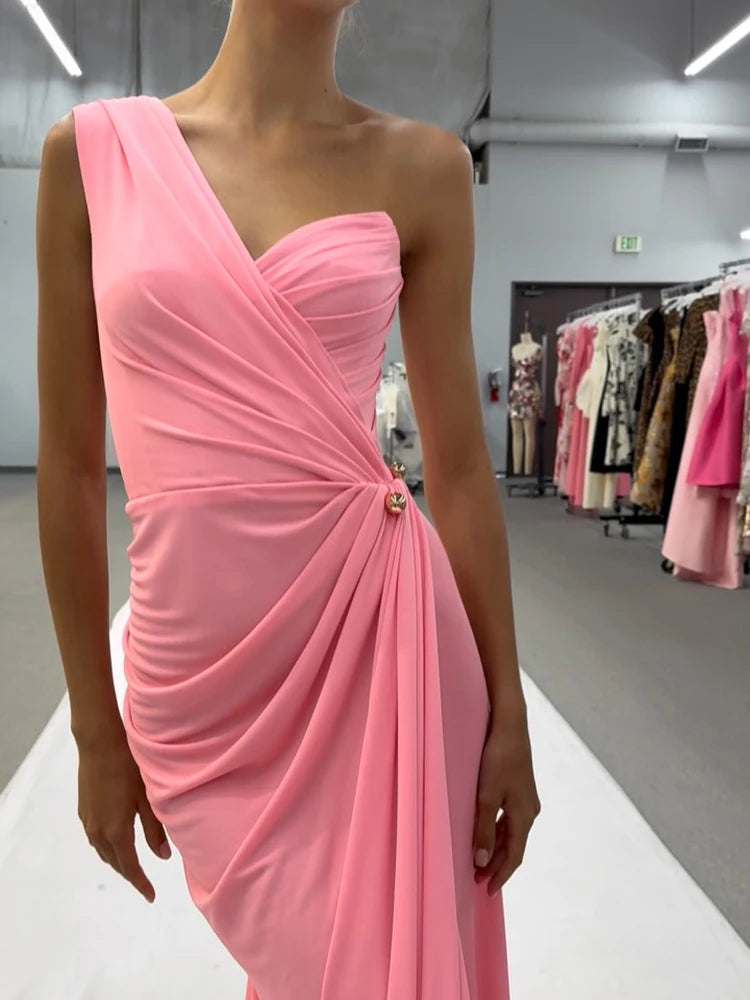 EUGENIE ONE SHOULDER DRAPED DRESS