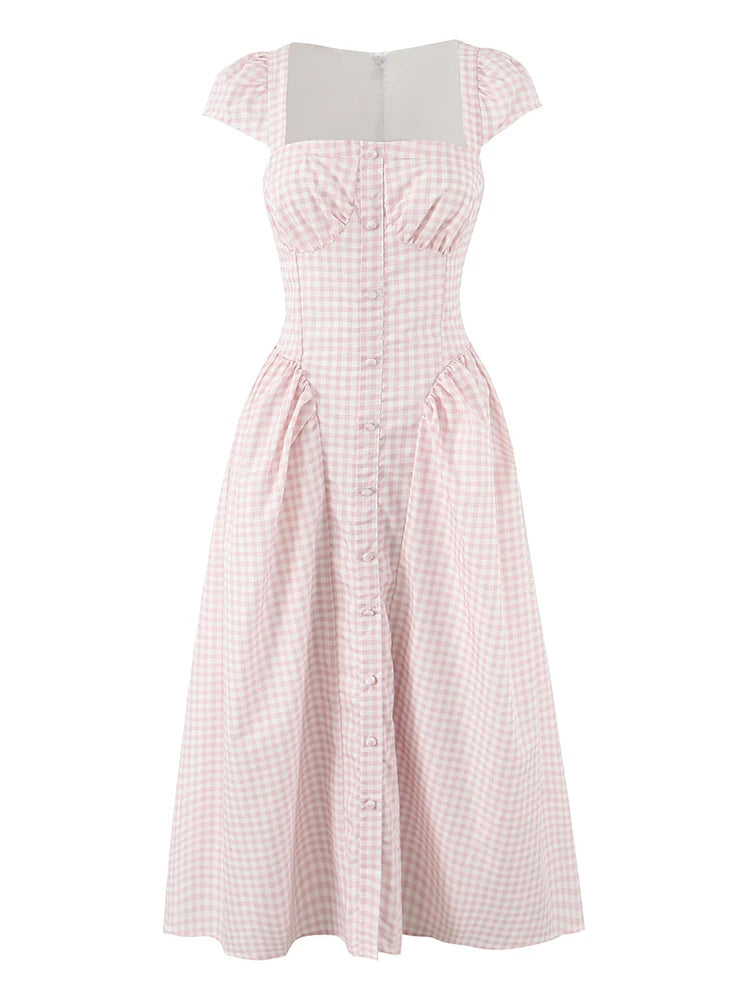 JOARDA PLAID MIDI DRESS