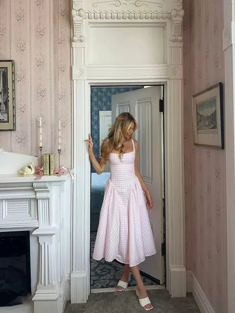 PAMELA PLAID MIDI DRESS