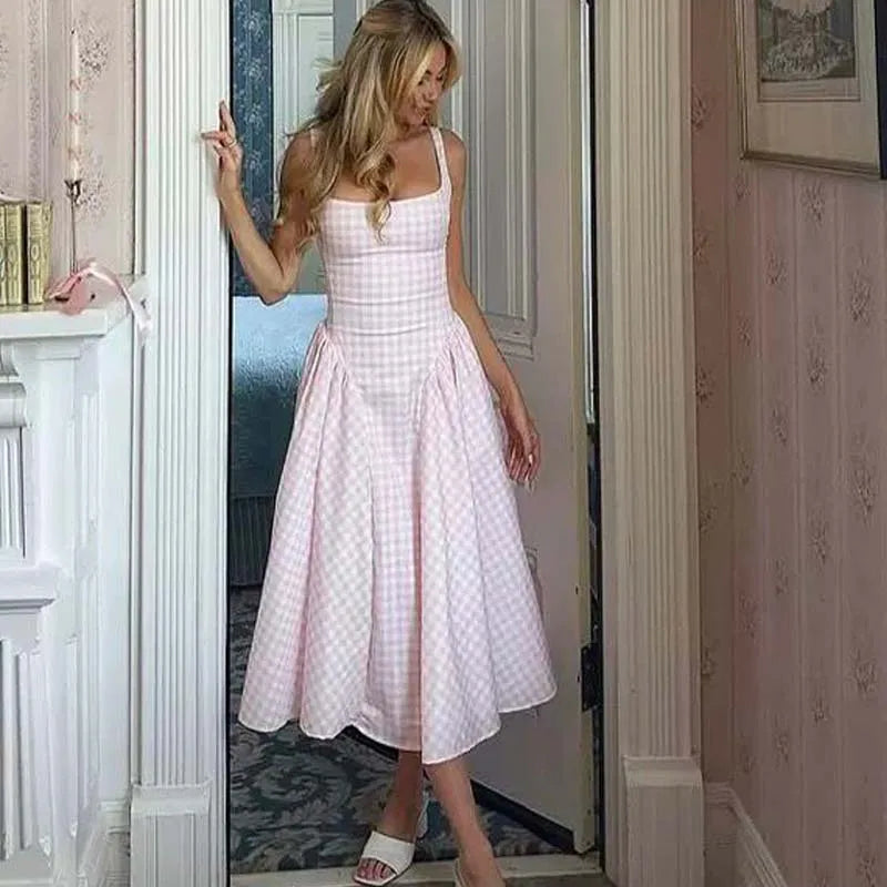 PAMELA PLAID MIDI DRESS