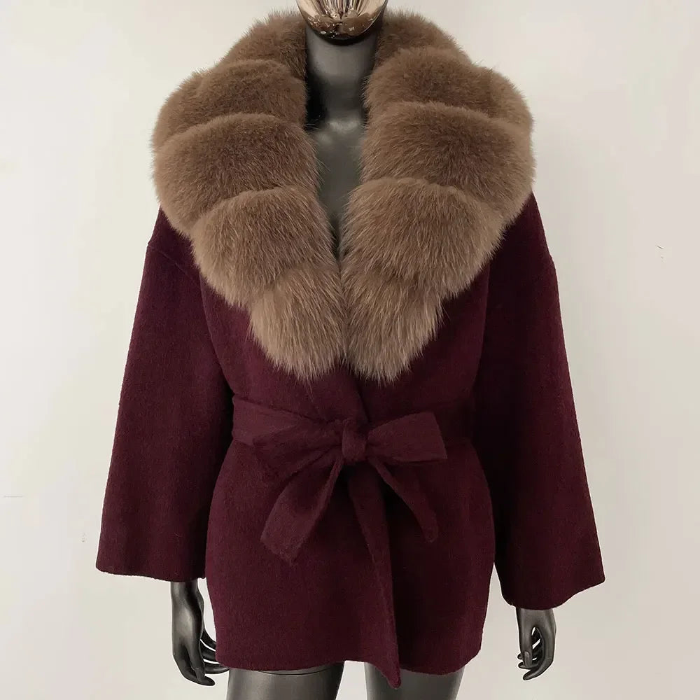 LOLA WOOL BLEND FOX FUR COAT