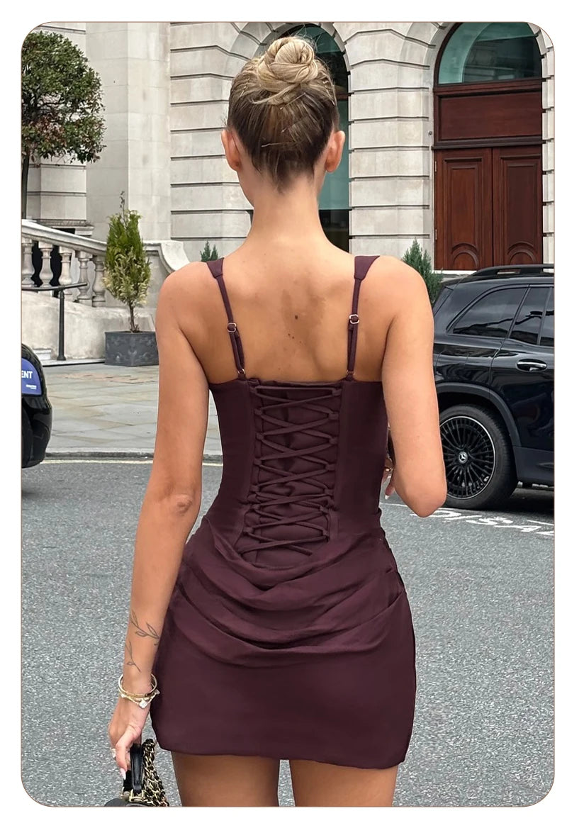 HADLEE CORSET RUCHED MINI DRESS