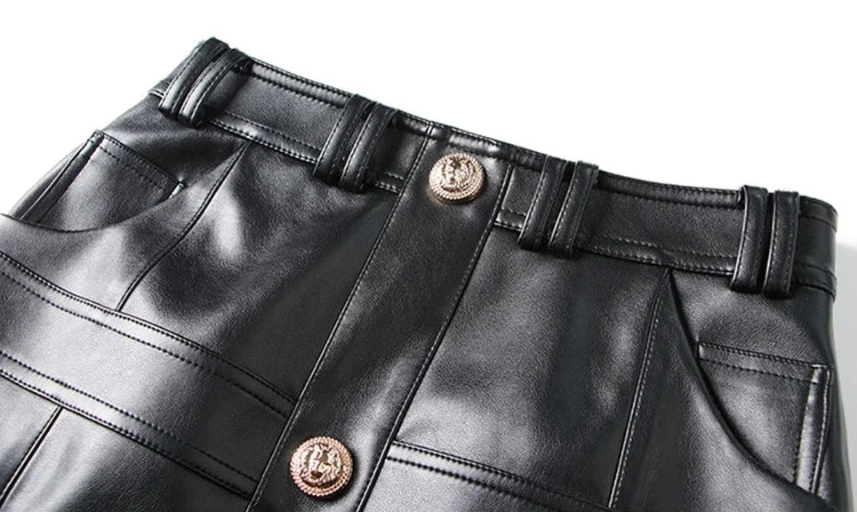 CLARISA FAUX LEATHER MINI SKIRT