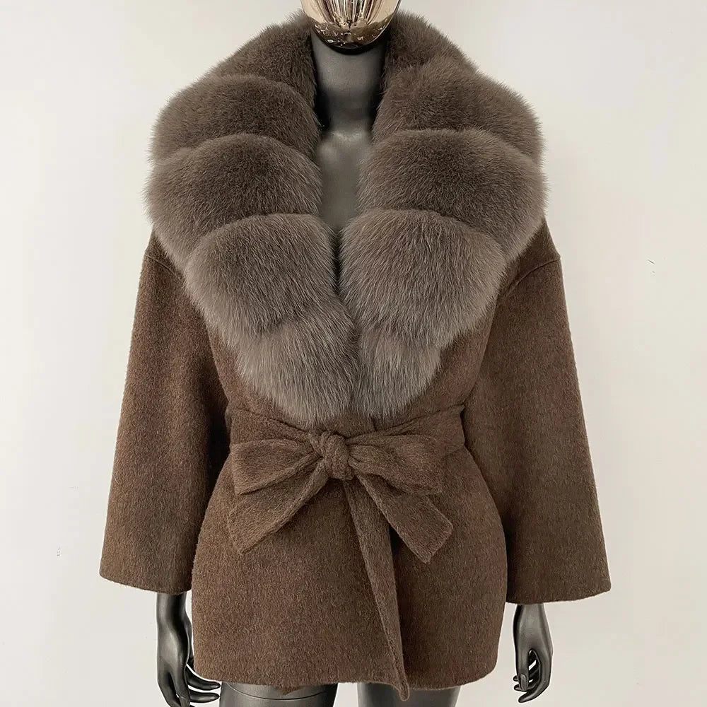 LOLA WOOL BLEND FOX FUR COAT