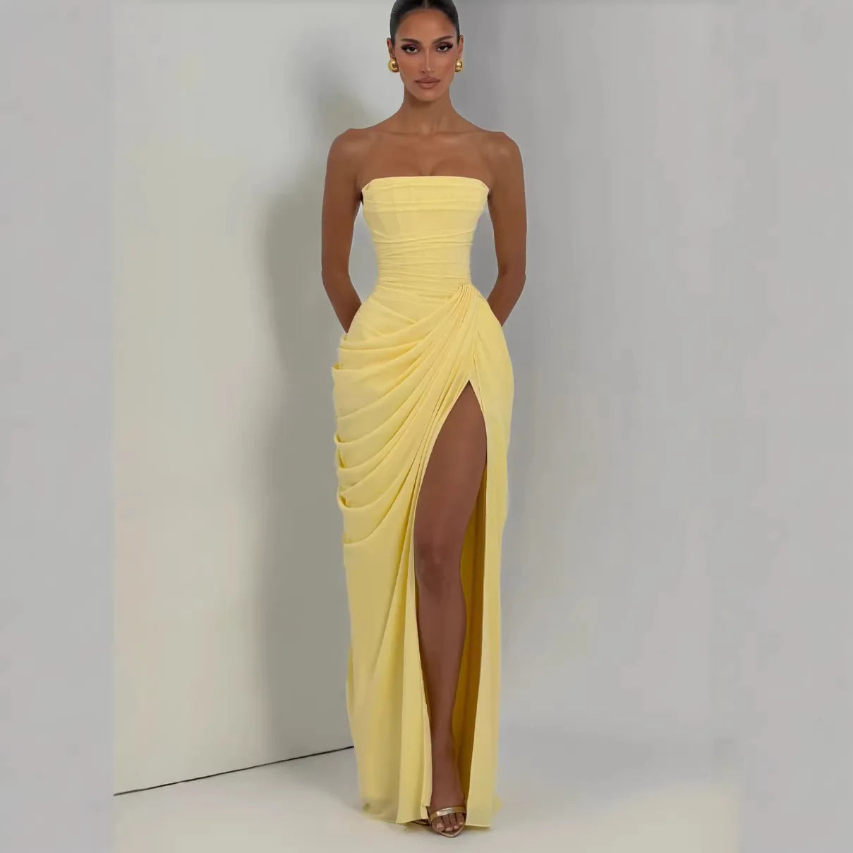 MILA RUCHED MAXI DRESS