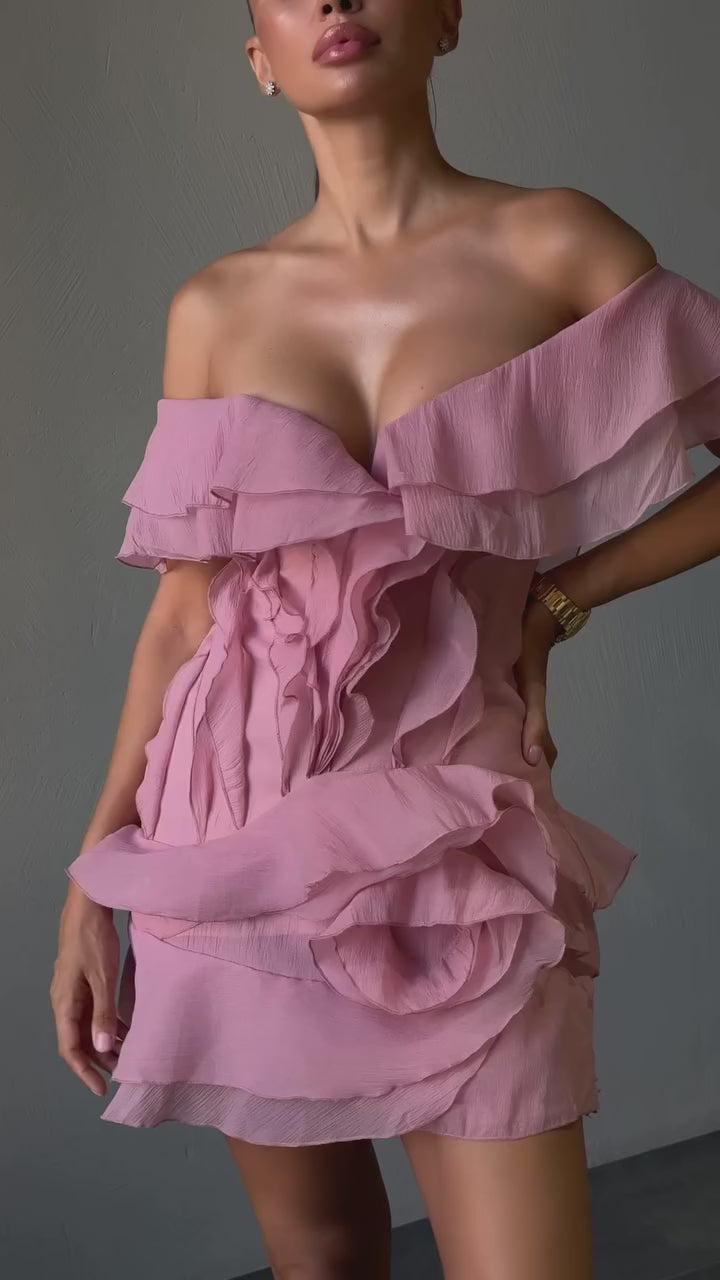 MILANO RUFFLE MINI DRESS PINK