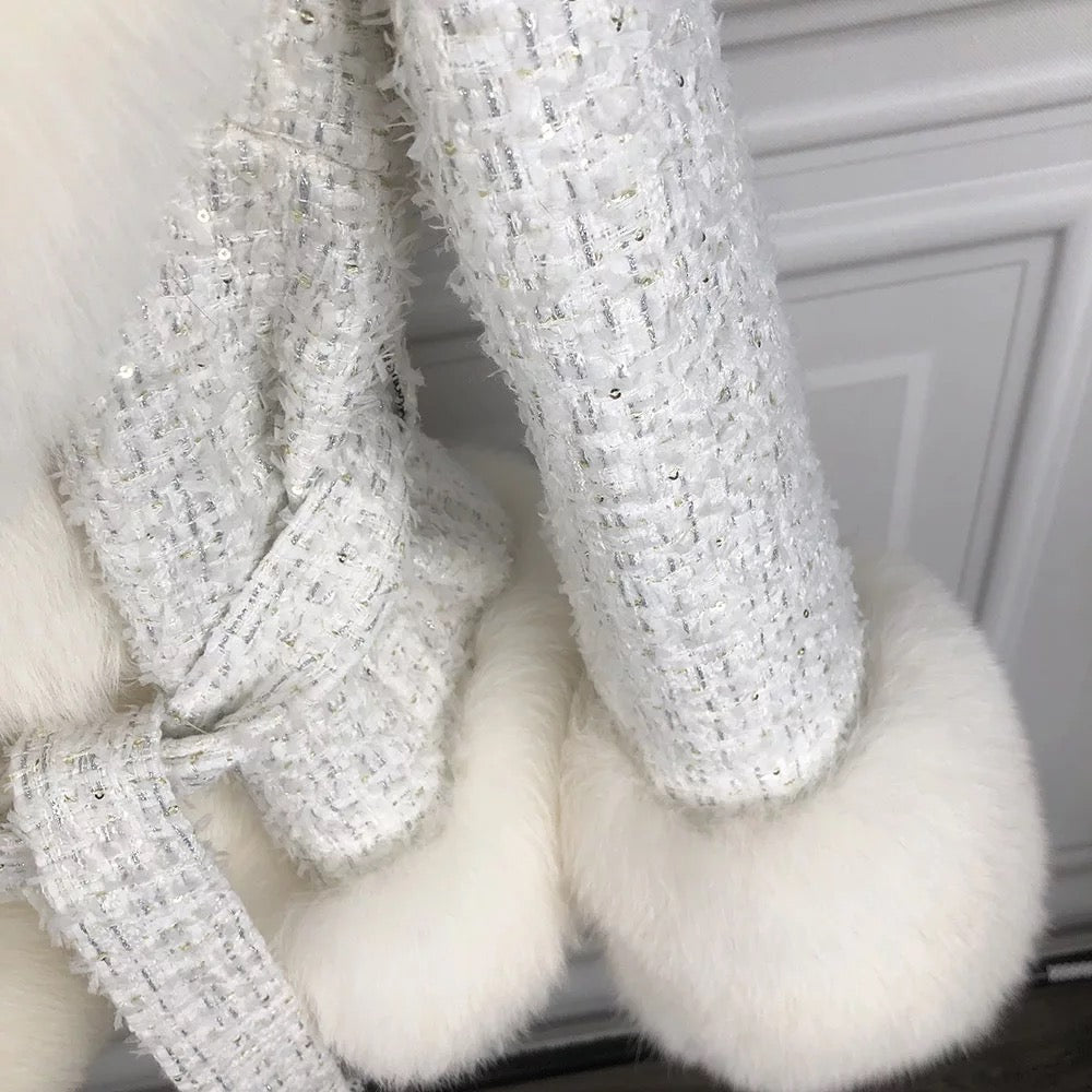 BRINLEY TWEED FUR COAT