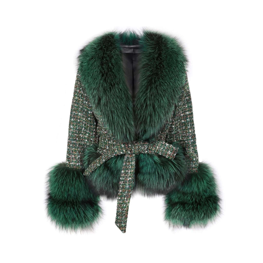 BRINLEY TWEED FUR COAT