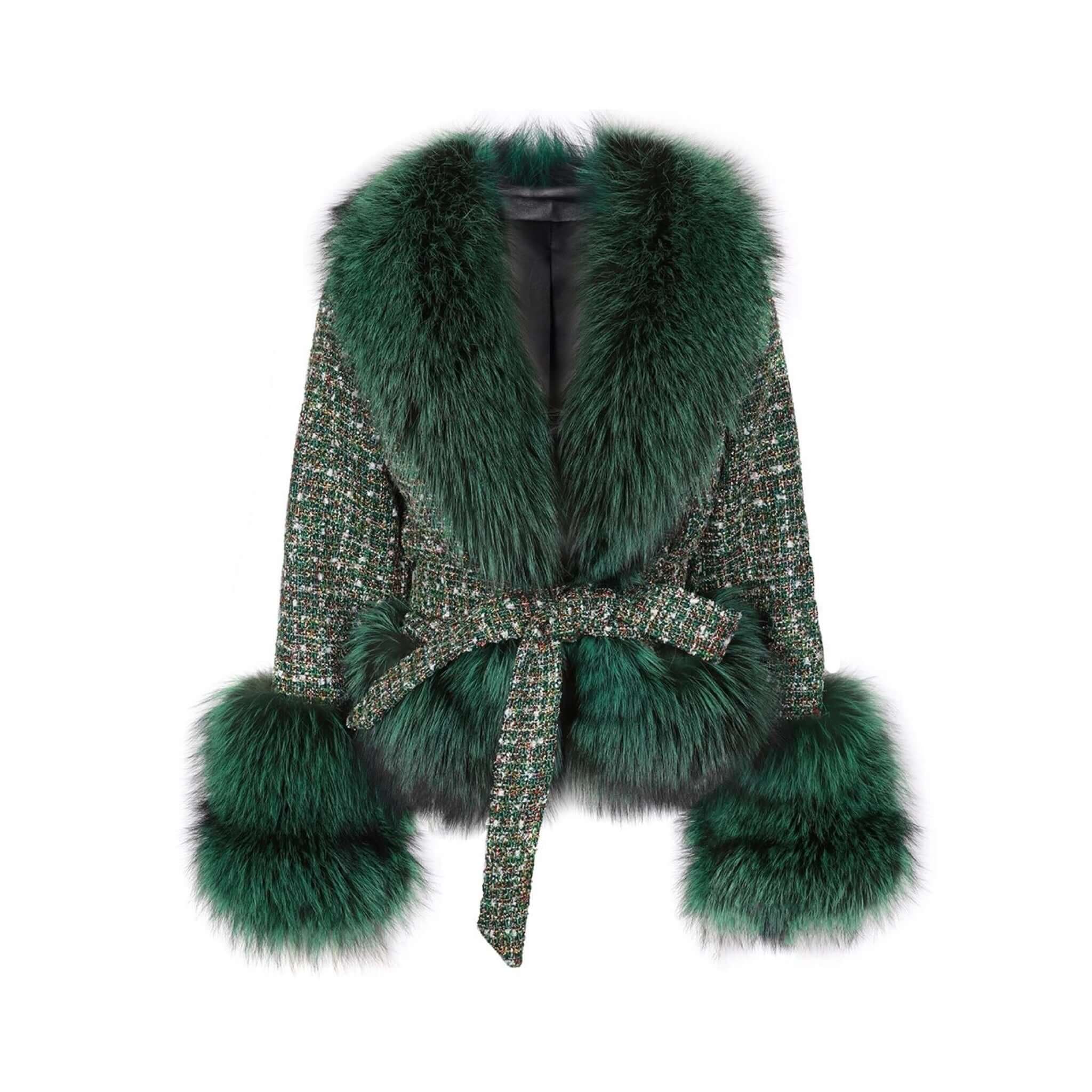BRINLEY TWEED FUR COAT